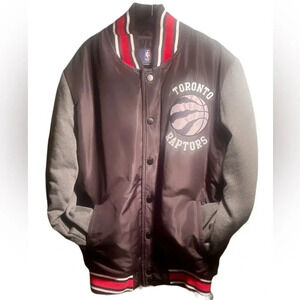 Toronto Raptors snap button bomber long sleeve outerwear lightweight jacket M
